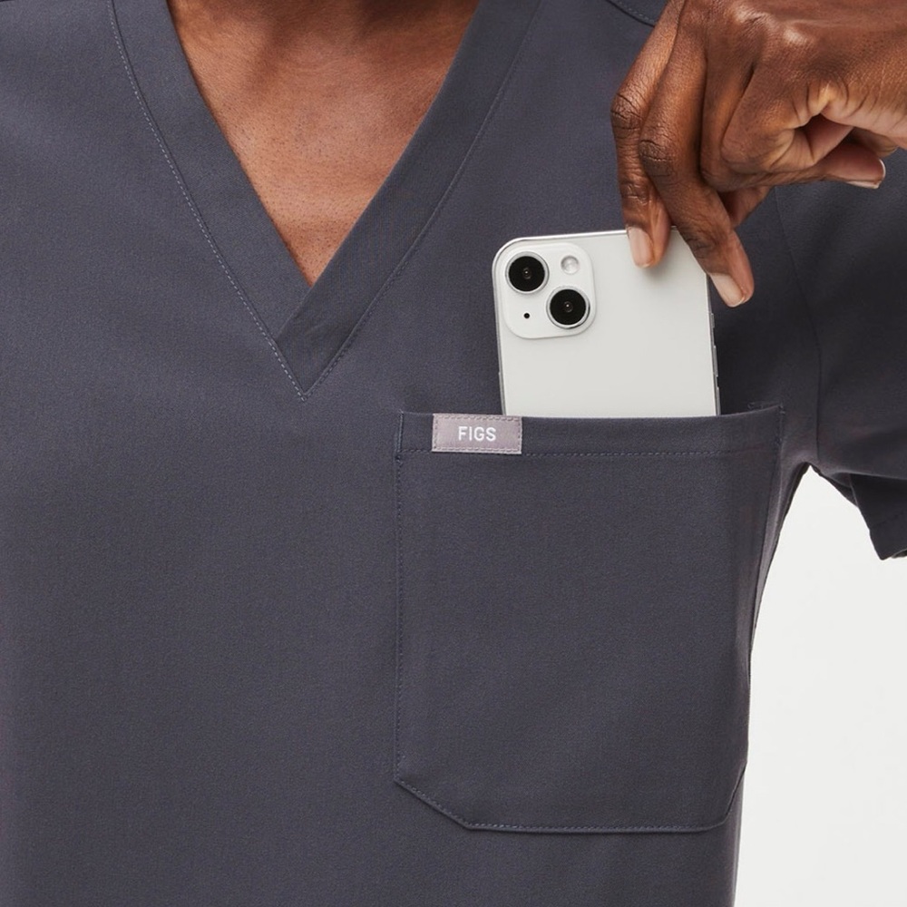 Figs Charcoal Short Sleeve Scrub Top - Picture 2 of 4